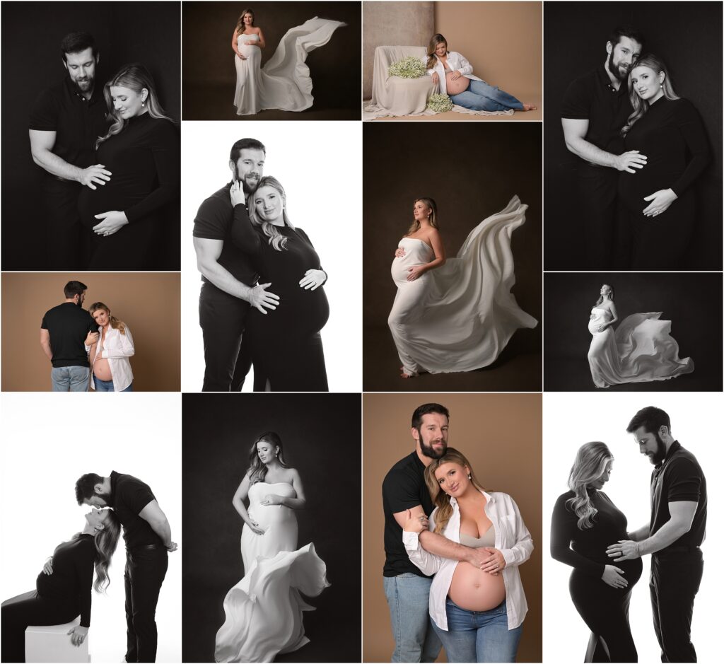glamorous couples studio maternity session in Baton Rouge, Louisiana with Cherilyn Haines Photography