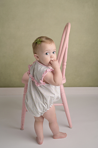 Baby milestone portrait session photographed in Baton Rouge studio