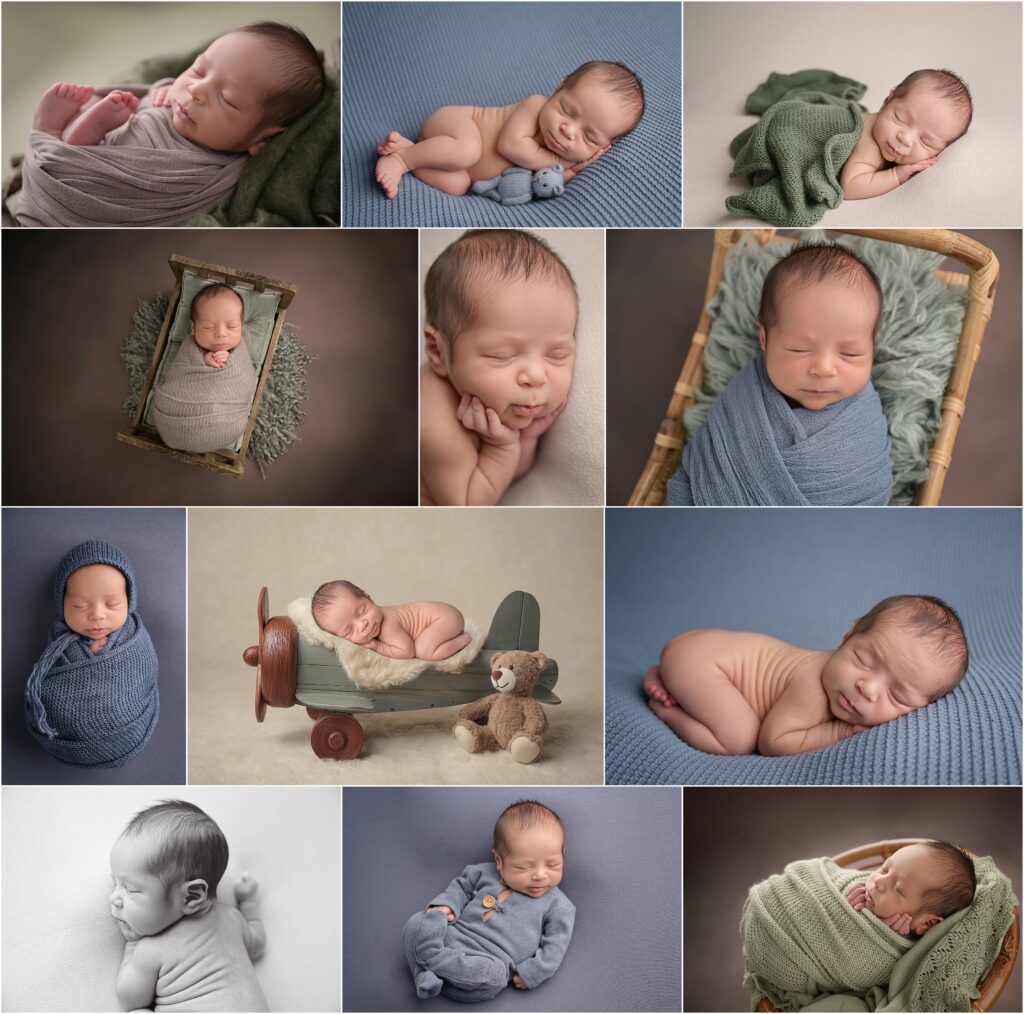 airplane-themed baby boy newborn session in baton rouge, louisiana featuring shades of blues and greens